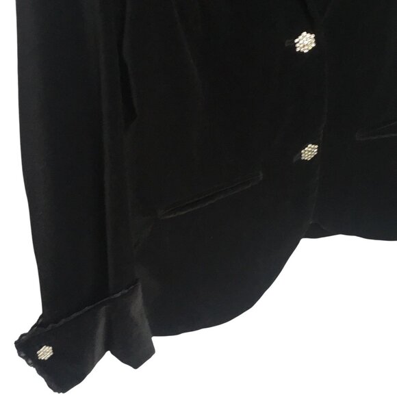 Black Velvet Blazer Rhinestone Buttons Jacket Womens XL - Picture 12 of 16
